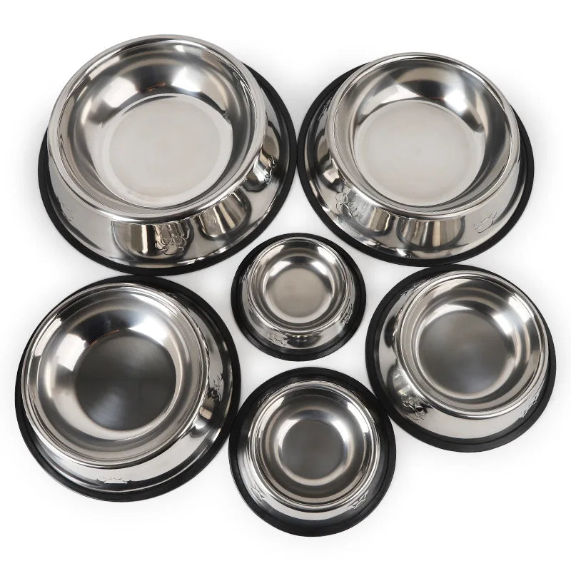 Stainless Steel Anti-Skid Pet Bowl – Durable Dog & Cat Feeder in 6 Sizes