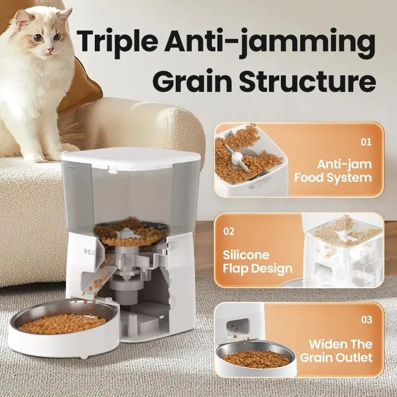 ROJECO 2L Smart Pet Feeder – WiFi-Controlled Automatic Food Dispenser