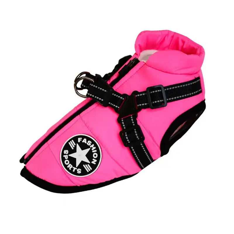 Large Dog Winter Jacket – Waterproof Coat with Built-in Harness