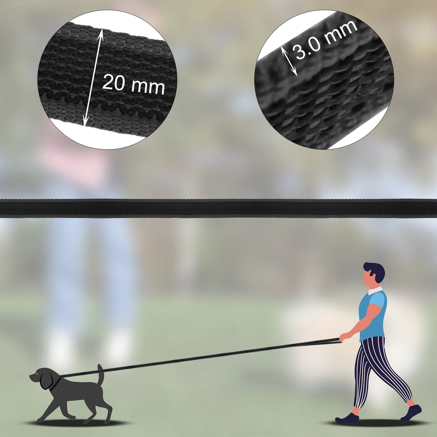 Durable Long Dog Leash – 1.5M to 15M Dual Colour Training Lead