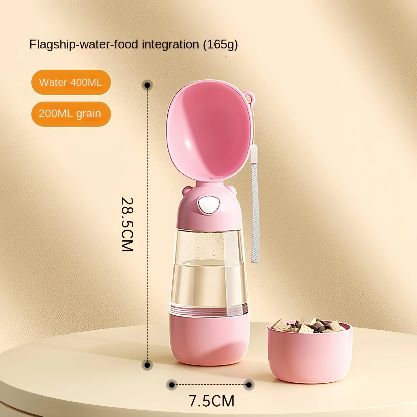 Portable Pet Water Bottle – Travel Dog & Cat Water Dispenser with Food Holder