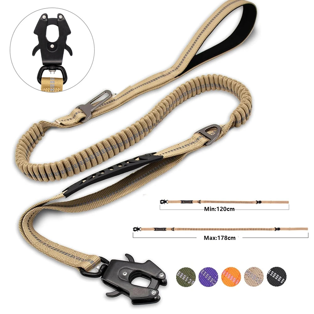 Shock-Absorbing Dog Leash – Heavy Duty No-Pull with Car Clip
