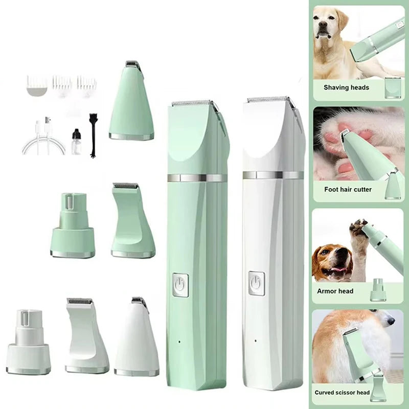 4-in-1 Cordless Dog Clippers – Low Noise, Pro Grooming Kit for All Breeds