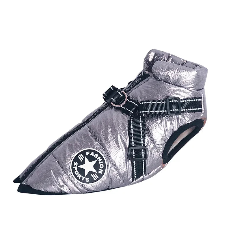 Large Dog Winter Jacket – Waterproof Coat with Built-in Harness