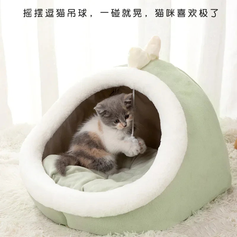 Warm Cat Bed Tent – Soft Washable Mat for Kittens & Small Pets