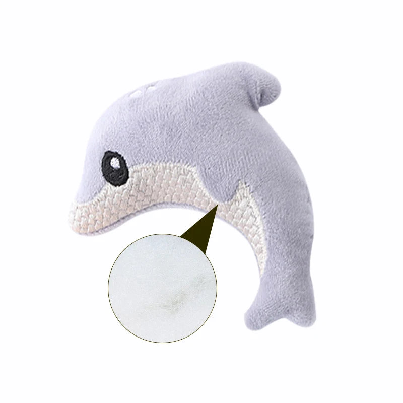 Pet cat toy Cute stuffed animal baby dolphin with catnip nibble toy