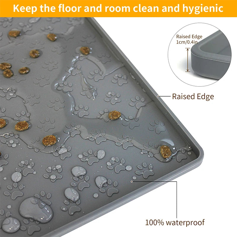 Waterproof Pet Food Mat – Non-Slip Silicone Feeding Placemat