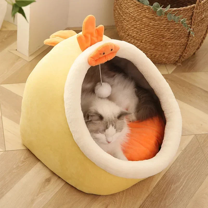 Warm Cat Bed Tent – Soft Washable Mat for Kittens & Small Pets