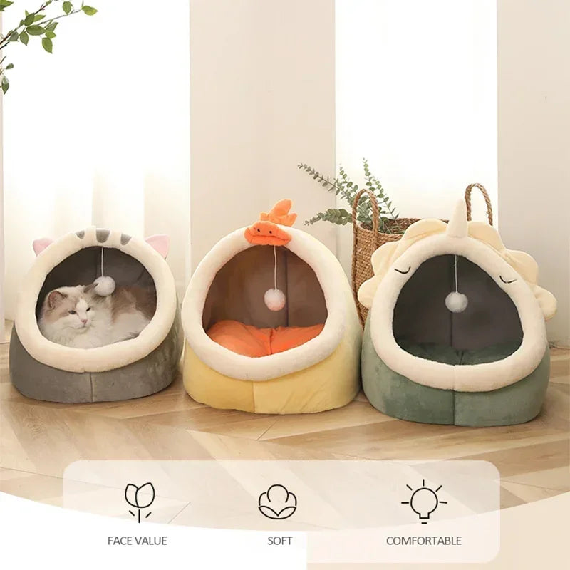 Warm Cat Bed Tent – Soft Washable Mat for Kittens & Small Pets