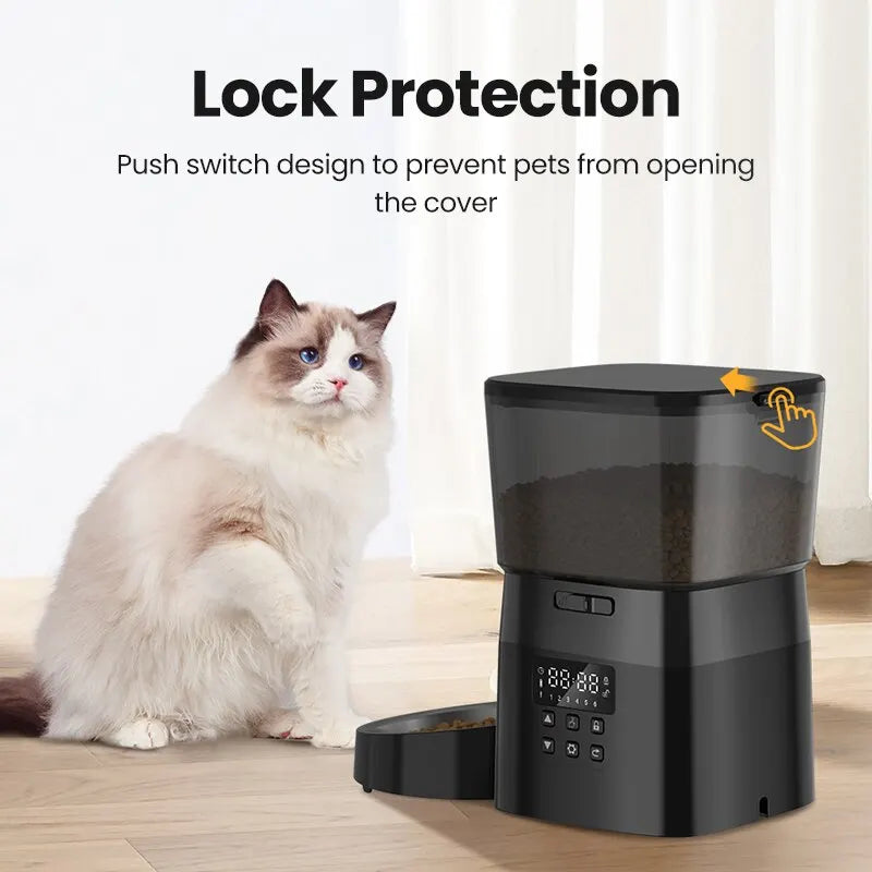 ROJECO Smart Auto Pet Feeder – Button Control Cat & Dog Food Dispenser