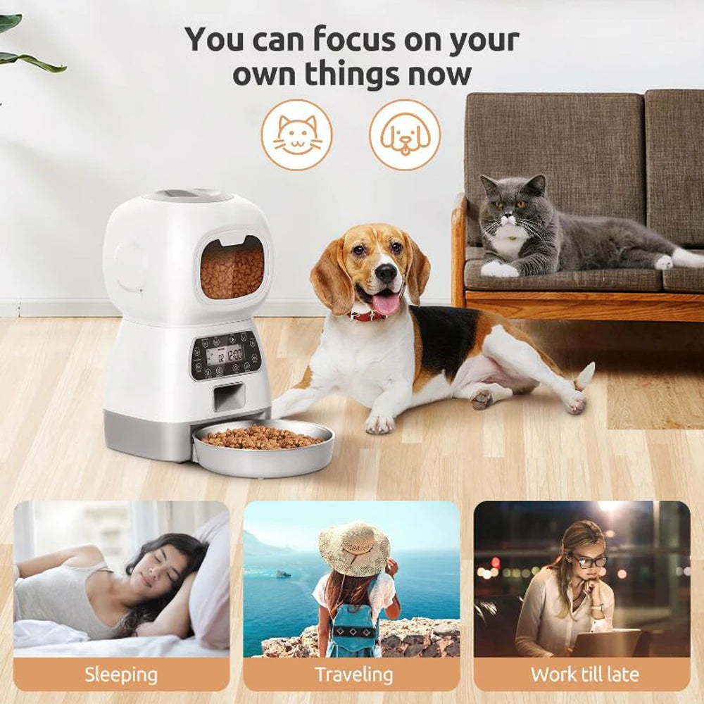 3.5L Smart Automatic Pet Feeder – Large Capacity Cat & Dog Food Dispenser