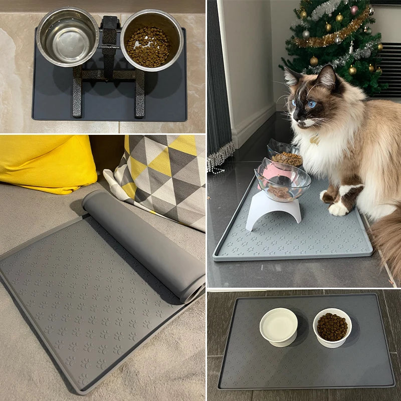 Waterproof Pet Food Mat – Non-Slip Silicone Feeding Placemat