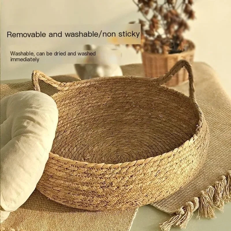 Handmade Woven Cat Nest – Four-Season Washable Pet Bed