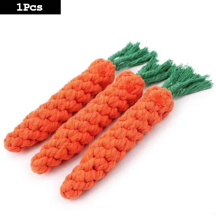 Durable Cotton Rope Dog Toy – Carrot Knot Chew for Teeth Cleaning