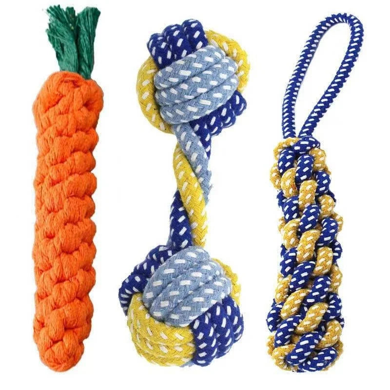 Durable Cotton Rope Dog Toy – Carrot Knot Chew for Teeth Cleaning