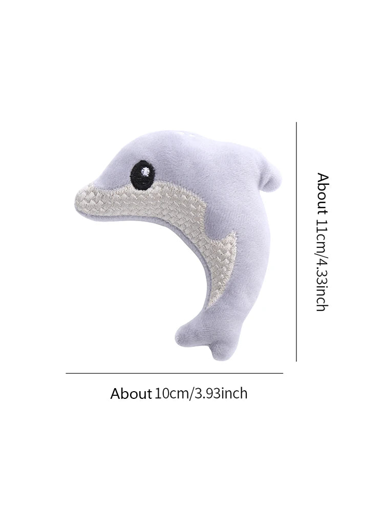 Pet cat toy Cute stuffed animal baby dolphin with catnip nibble toy