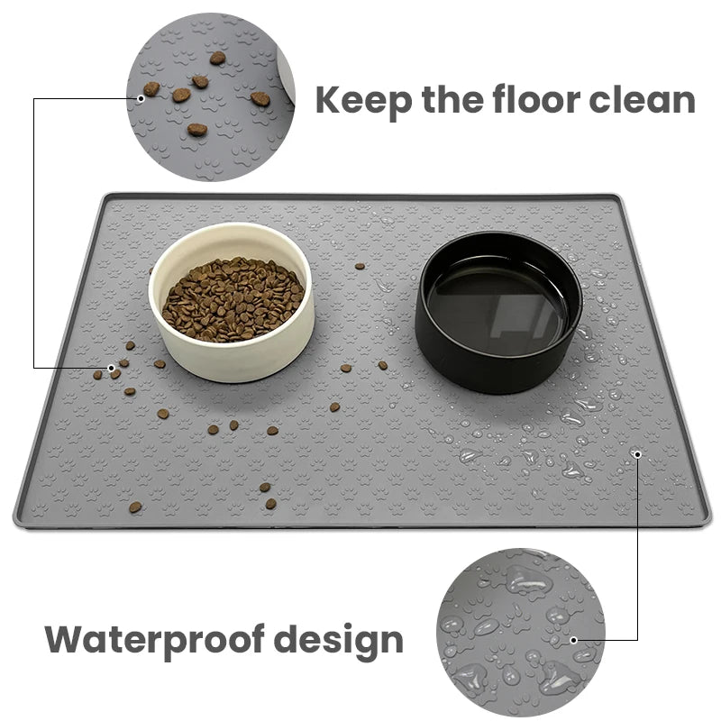 Waterproof Pet Food Mat – Non-Slip Silicone Feeding Placemat