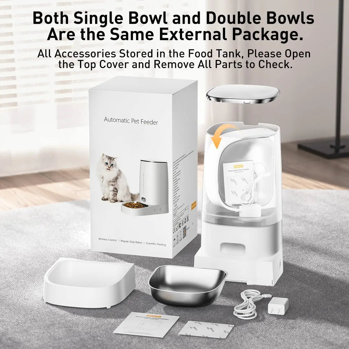 ROJECO WiFi Automatic Pet Feeder – Smart Remote Control Kibble Dispenser