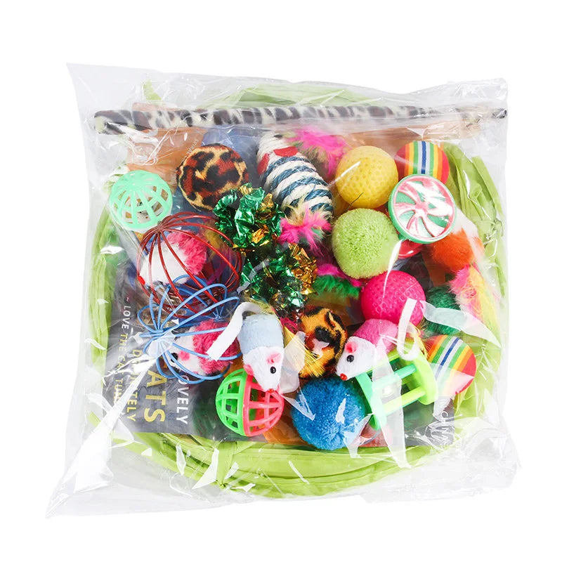 Cat Toy Variety Pack – Fun Teaser, Bell Balls & Sisal Mice for Kittens