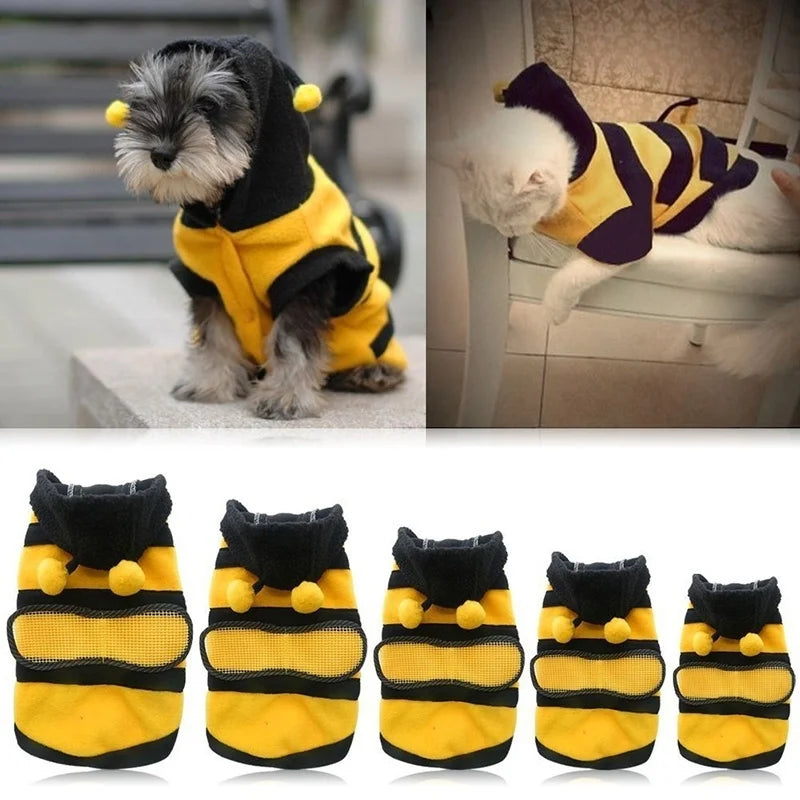 Bee Costume Hoodie – Cute Fleece Outfit for Cats & Small Dogs