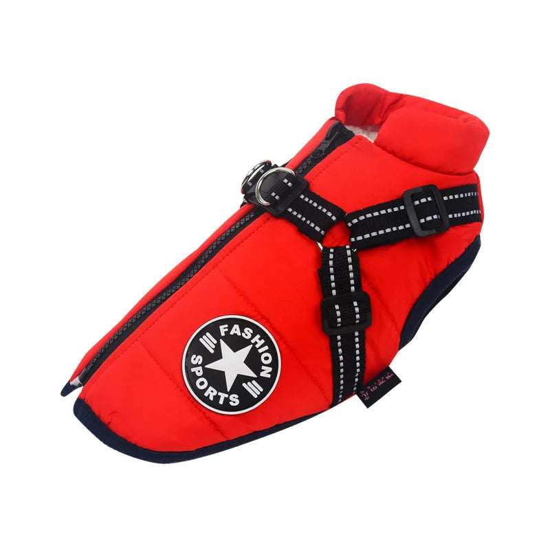 Large Dog Winter Jacket – Waterproof Coat with Built-in Harness