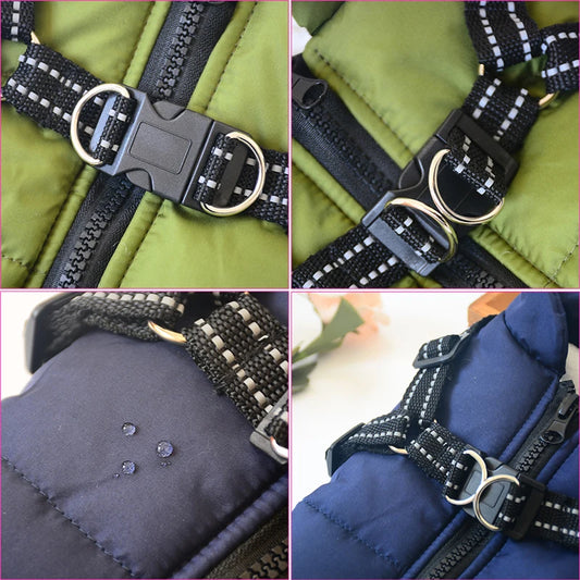 Large Dog Winter Jacket – Waterproof Coat with Built-in Harness