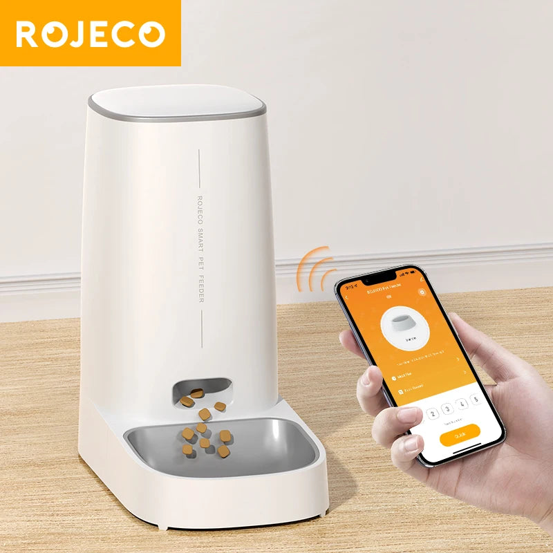 ROJECO WiFi Automatic Pet Feeder – Smart Remote Control Kibble Dispenser