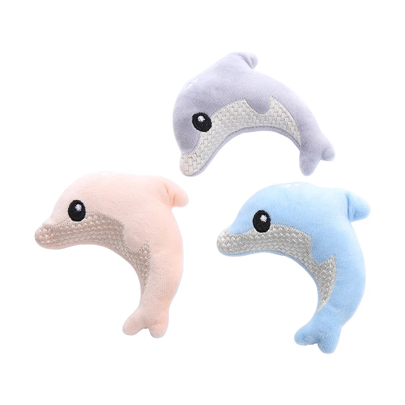 Pet cat toy Cute stuffed animal baby dolphin with catnip nibble toy