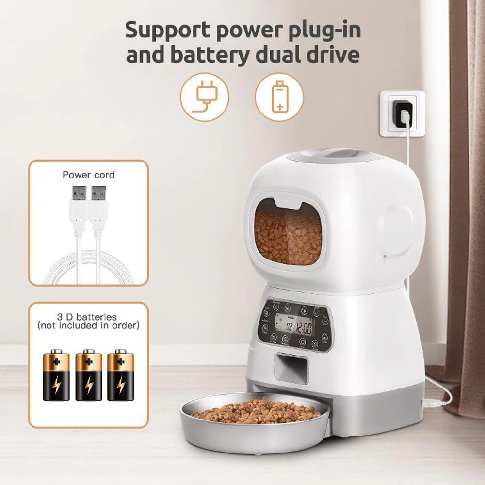 3.5L Smart Automatic Pet Feeder – Large Capacity Cat & Dog Food Dispenser