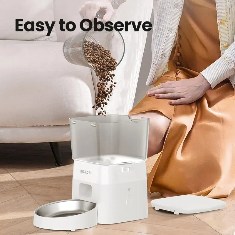 ROJECO 2L Smart Pet Feeder – WiFi-Controlled Automatic Food Dispenser