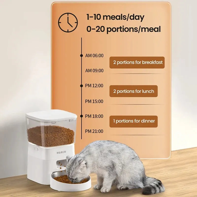 ROJECO 2L Smart Pet Feeder – WiFi-Controlled Automatic Food Dispenser