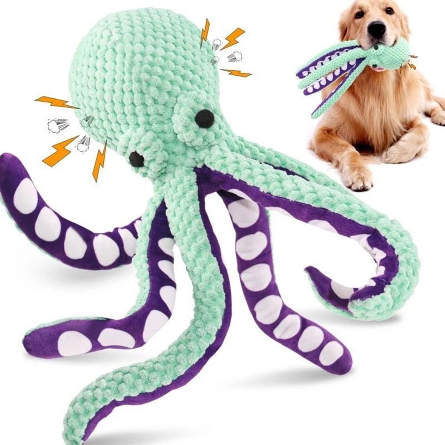 Plush Octopus Dog Toy – Interactive Squeaky Boredom Buster for Dogs