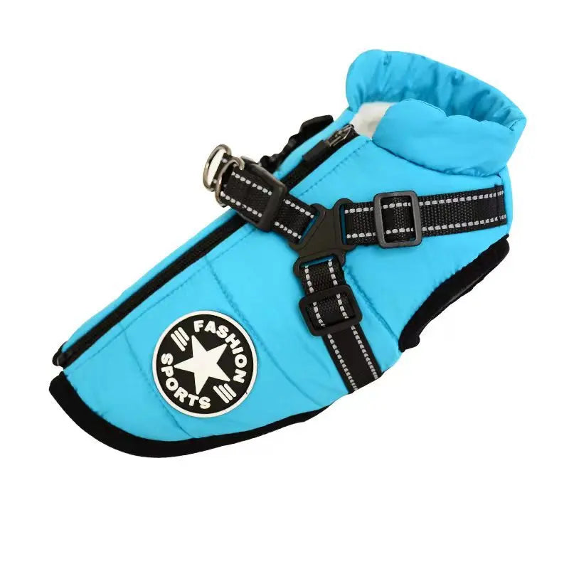 Large Dog Winter Jacket – Waterproof Coat with Built-in Harness