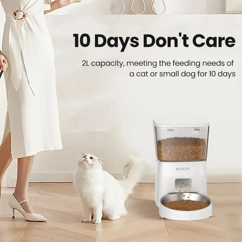 ROJECO 2L Smart Pet Feeder – WiFi-Controlled Automatic Food Dispenser