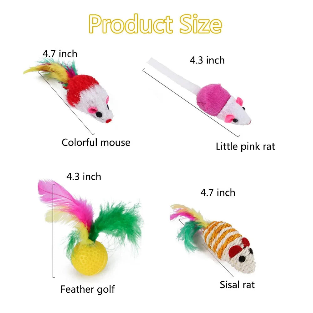 Cat Toy Variety Pack – Fun Teaser, Bell Balls & Sisal Mice for Kittens