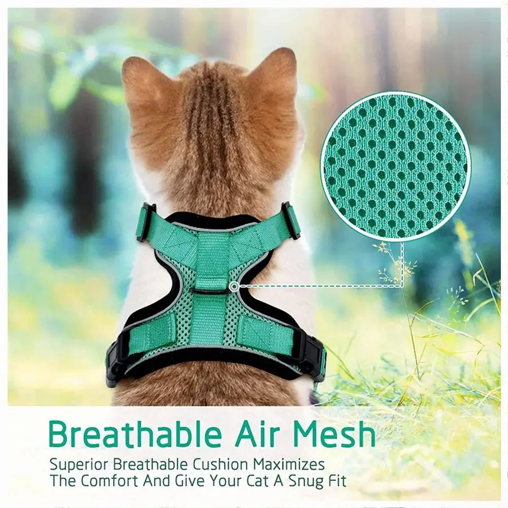 Escape-Proof Cat Harness & Leash – Adjustable Vest with Reflective Strips