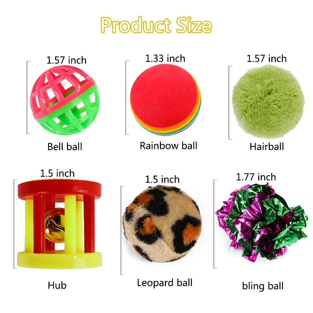 Cat Toy Variety Pack – Fun Teaser, Bell Balls & Sisal Mice for Kittens