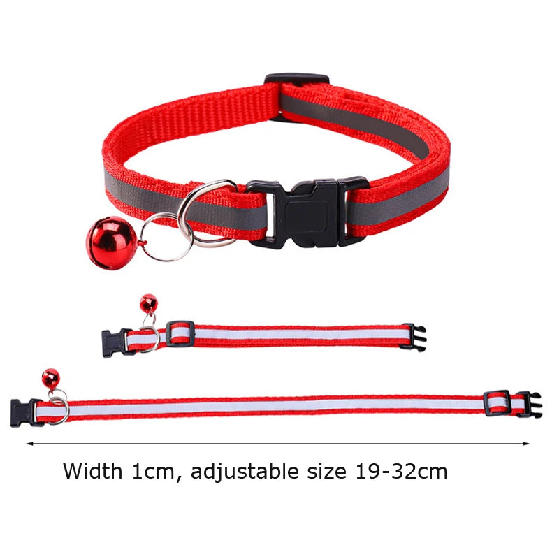 Reflective Cat Collar with Bell – Adjustable & Breathable Night Safety
