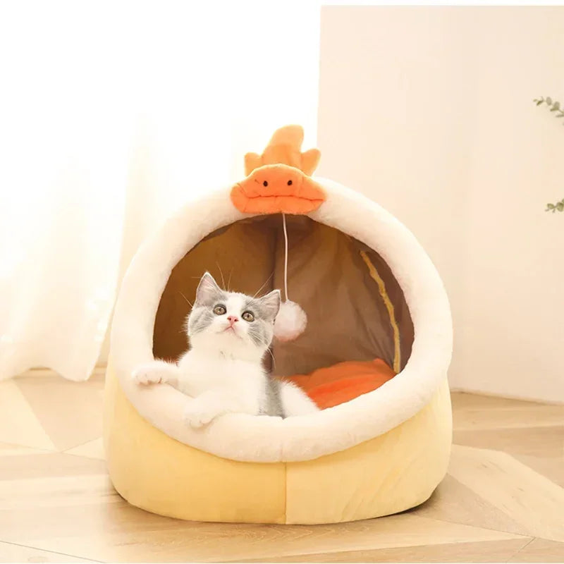 Warm Cat Bed Tent – Soft Washable Mat for Kittens & Small Pets