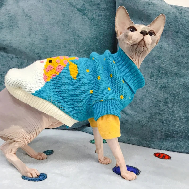 Cute Cat Sweater – Winter Warm Pullover for Sphynx & Other Breeds