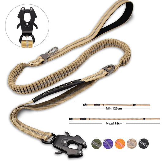 Shock-Absorbing Dog Leash – Heavy Duty No-Pull with Car Clip
