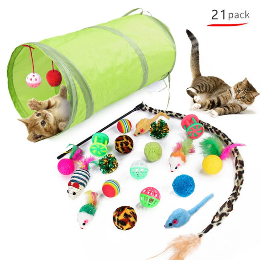 Cat Toy Variety Pack – Fun Teaser, Bell Balls & Sisal Mice for Kittens